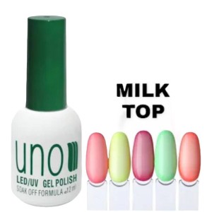 Молочный топ UNO Milk Top для покрытия ногтей (без липкого слоя), 12 мл